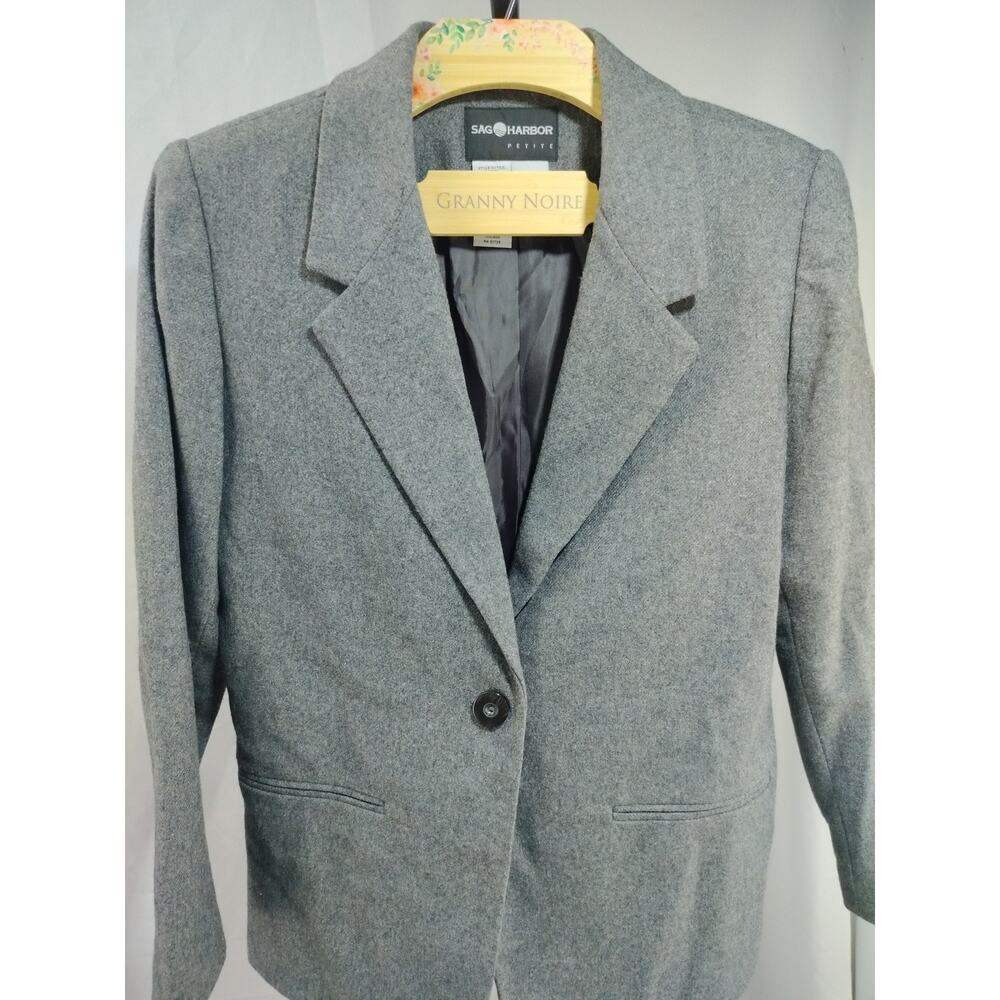 Sag Harbor Petites Gray Wool Blend Blazer Women, Size 6P
